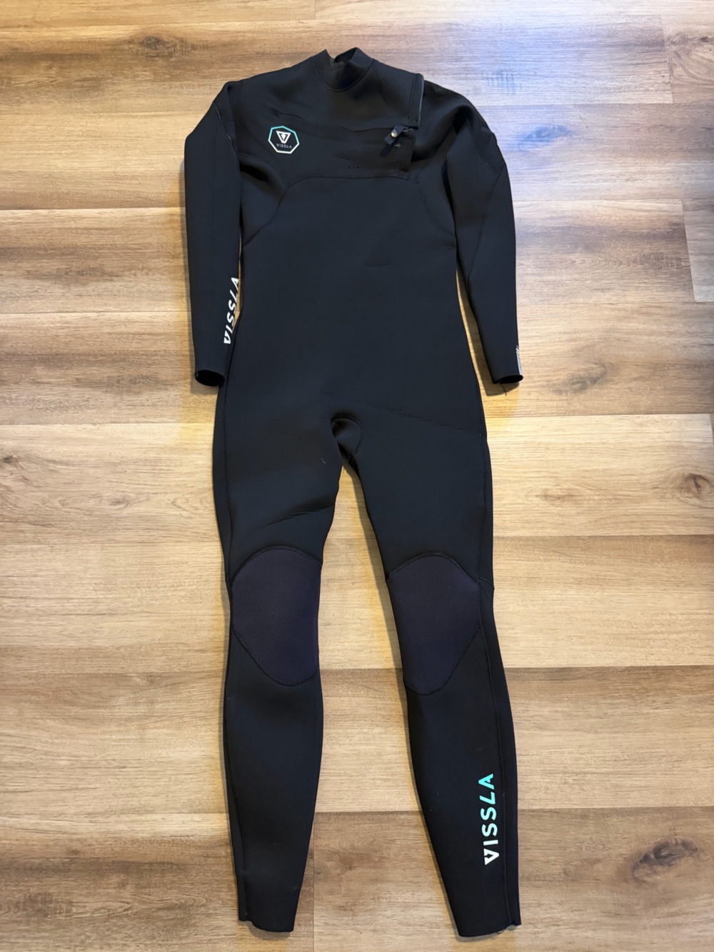 VISSLA  3/2 Wetsuit Youth Size 16 Black 7 Seas Fullsuit Chest Zip EUC